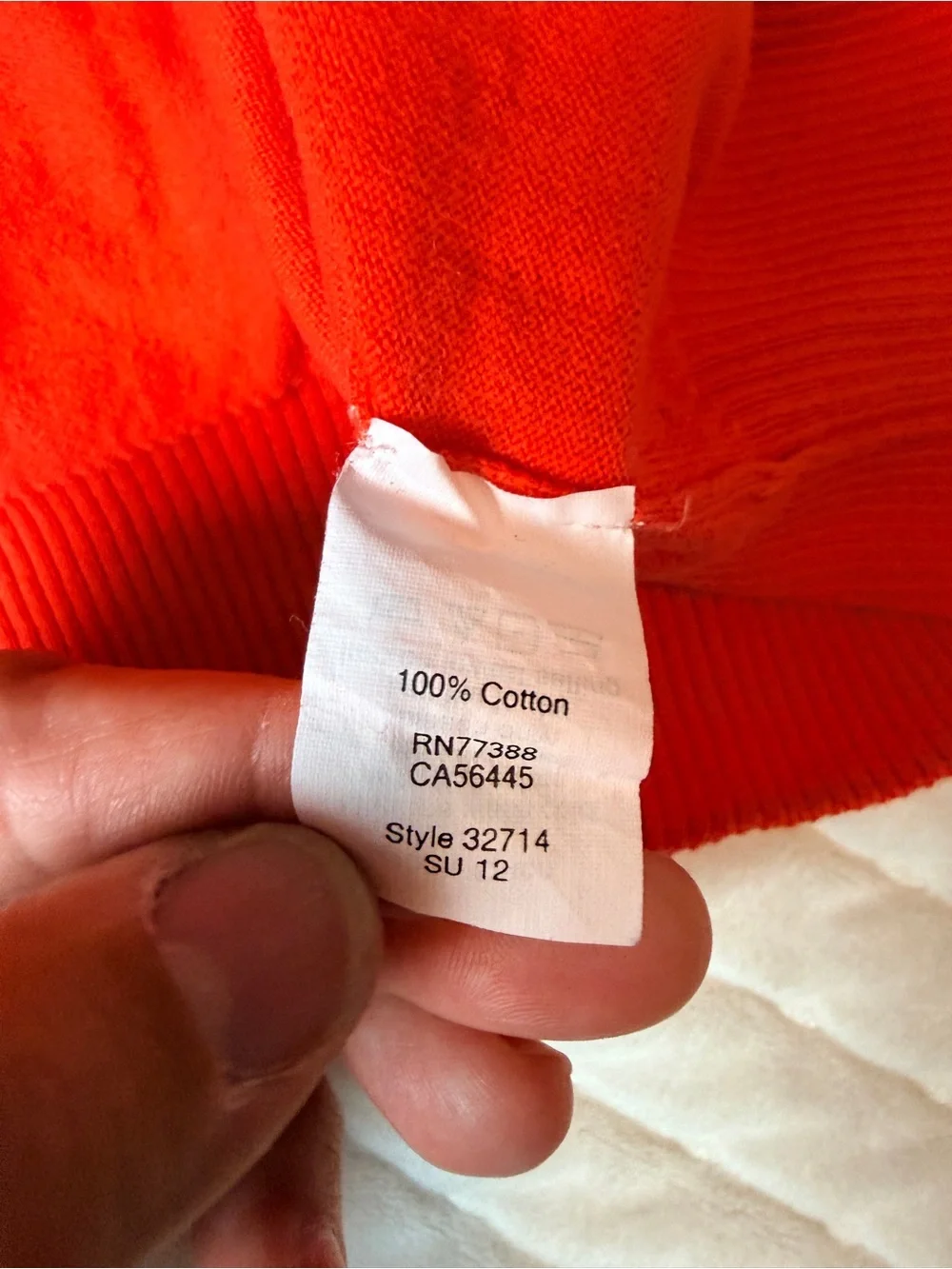 J. Crew 100% Cotton Bright Orange V-Neck Sweater Size Medium